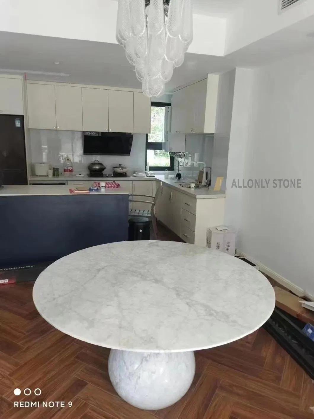 Oval Dining Tables Stone Furniture Carrara White/Veneto White Marble for Dining Room