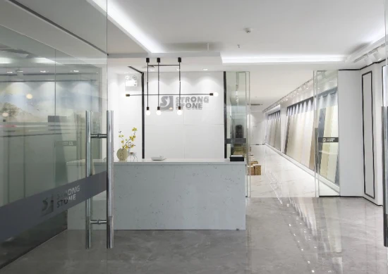 Muebles de baño de hotel de lujo de estilo moderno con piedra de cuarzo gris